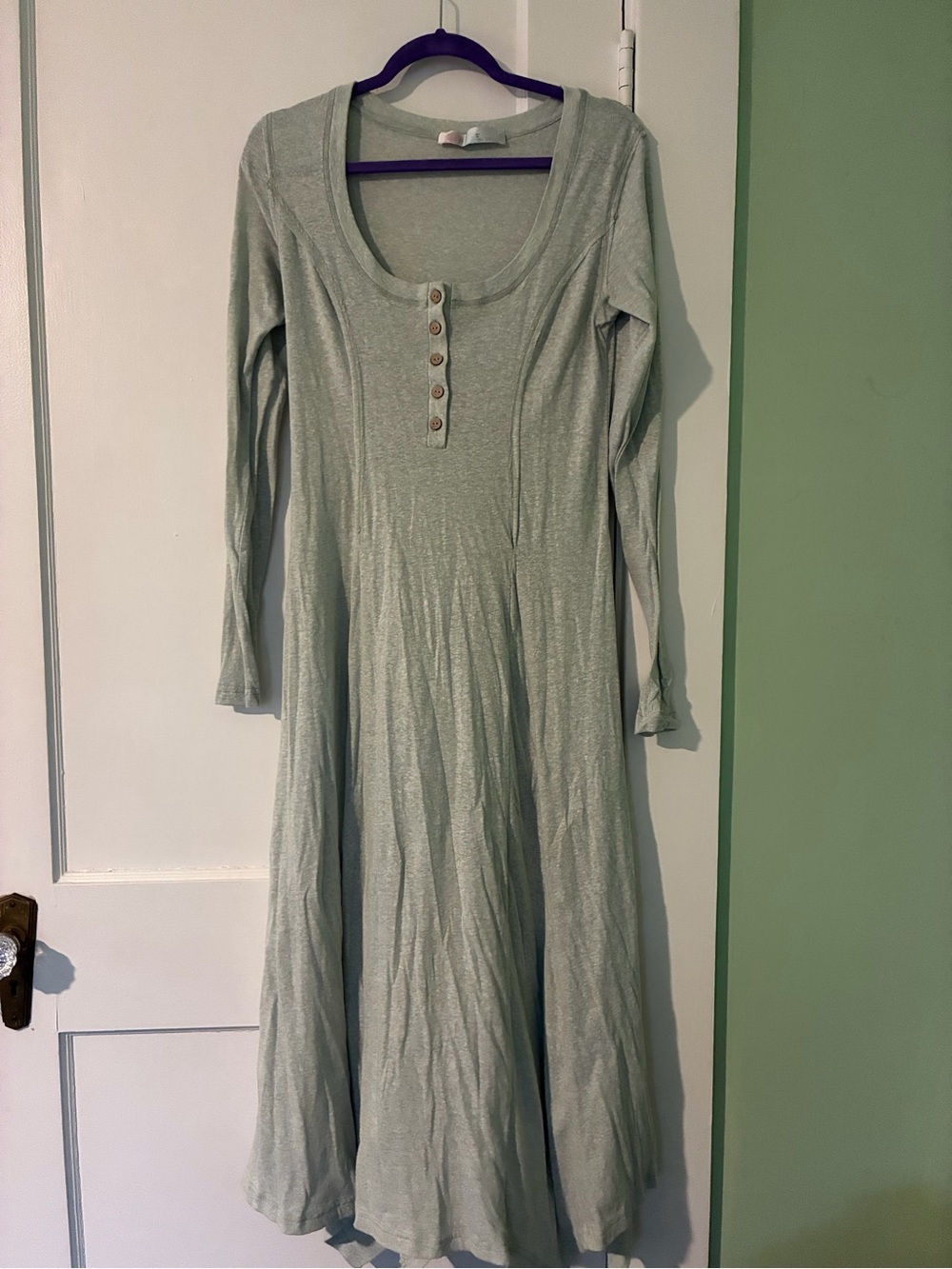 Free People Sage Long-Sleeve Henley Maxi Dress